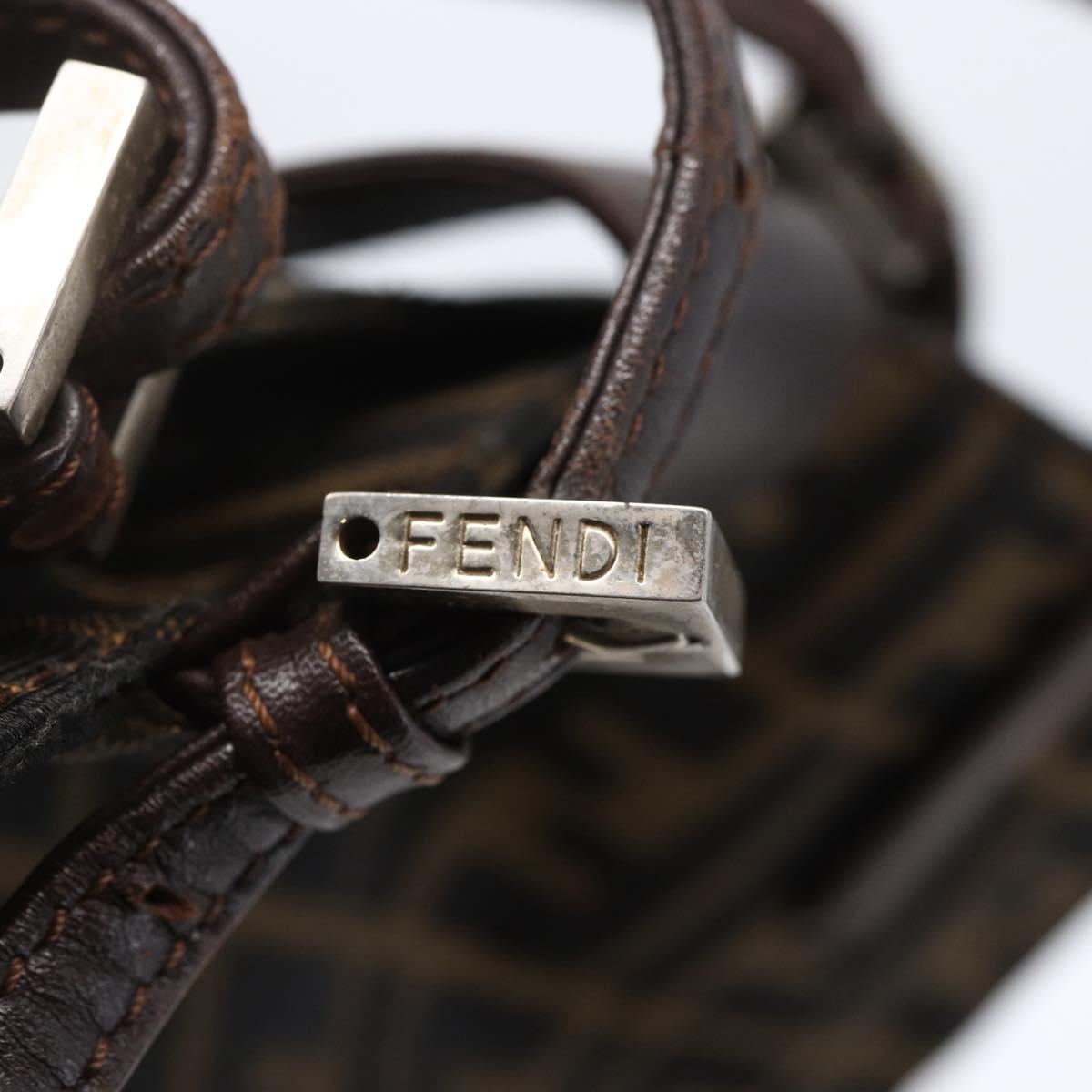 FENDI Zucca Canvas Mamma Baguette Tote Bag Black Brown Auth 147540