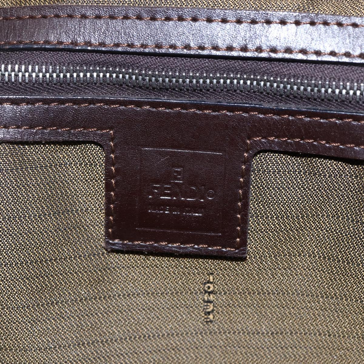 FENDI Zucca Canvas Mamma Baguette Tote Bag Black Brown Auth 147540