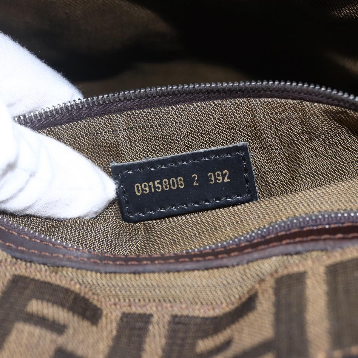 FENDI Zucca Canvas Mamma Baguette Tote Bag Black Brown Auth 147540