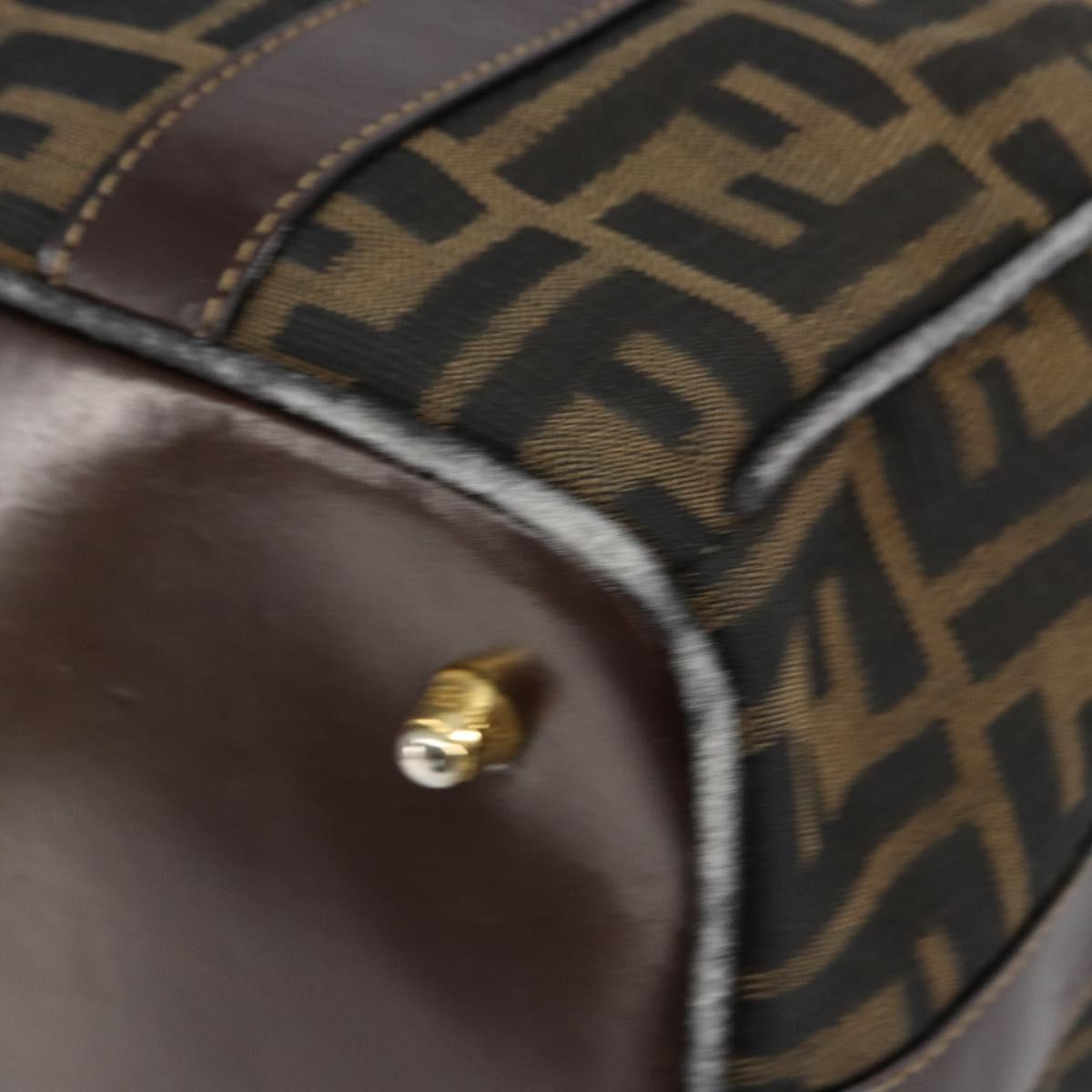 FENDI Zucca Canvas Tote Bag Black Brown Auth 147544