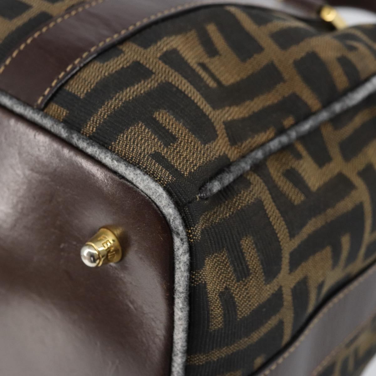 FENDI Zucca Canvas Tote Bag Black Brown Auth 147544