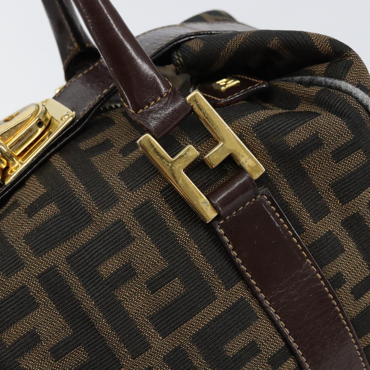 FENDI Zucca Canvas Tote Bag Black Brown Auth 147544