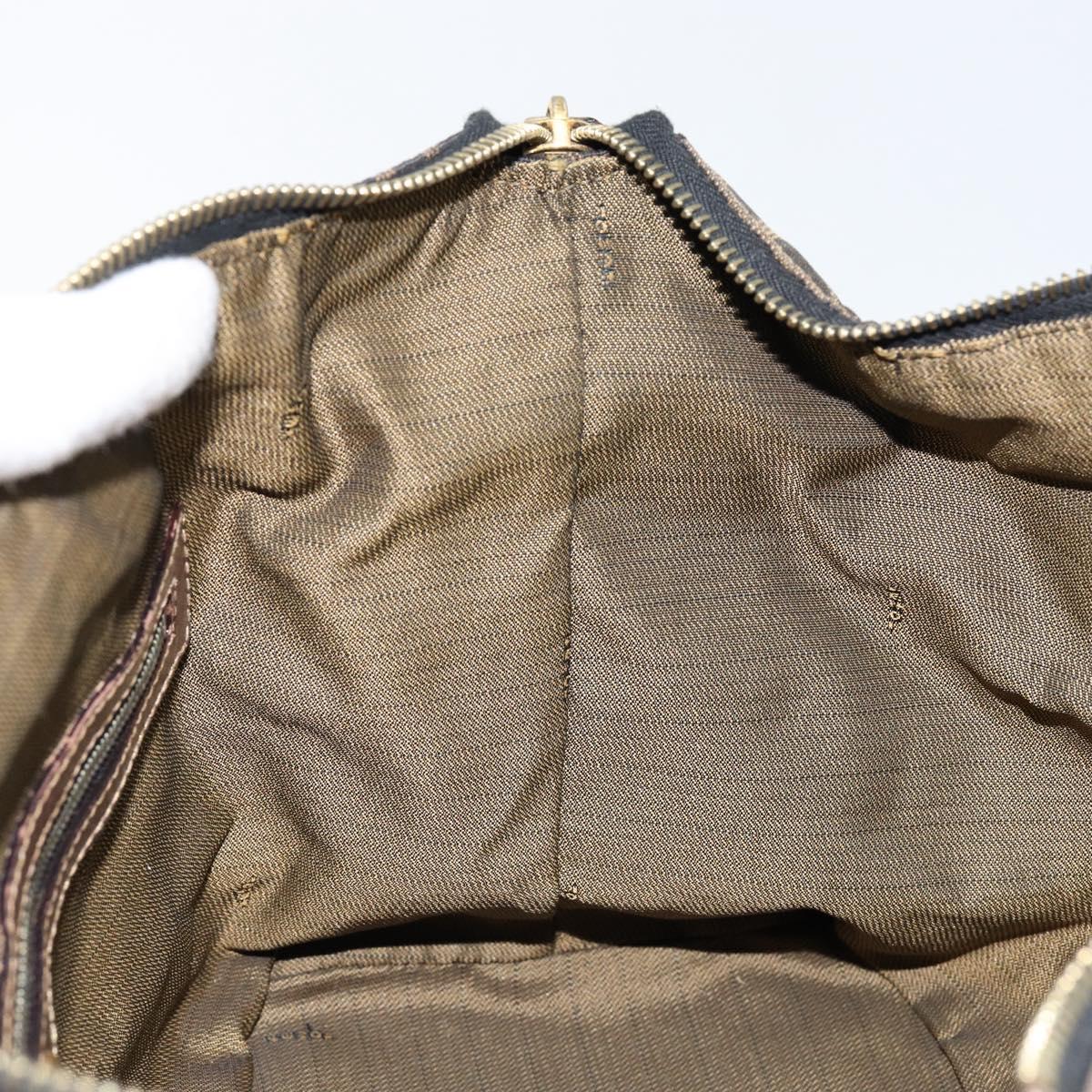 FENDI Zucca Canvas Tote Bag Black Brown Auth 147544