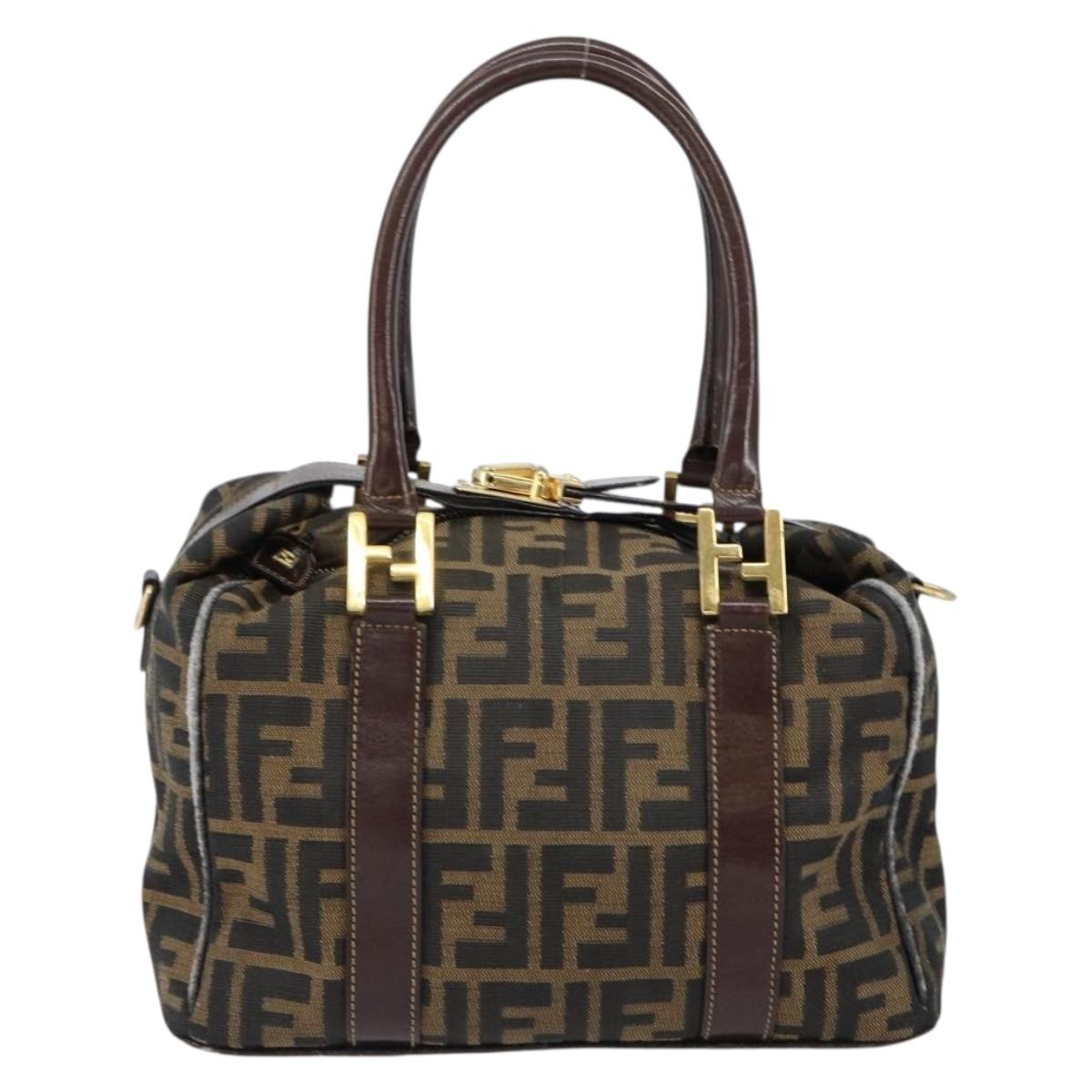 FENDI Zucca Canvas Tote Bag Black Brown Auth 147544
