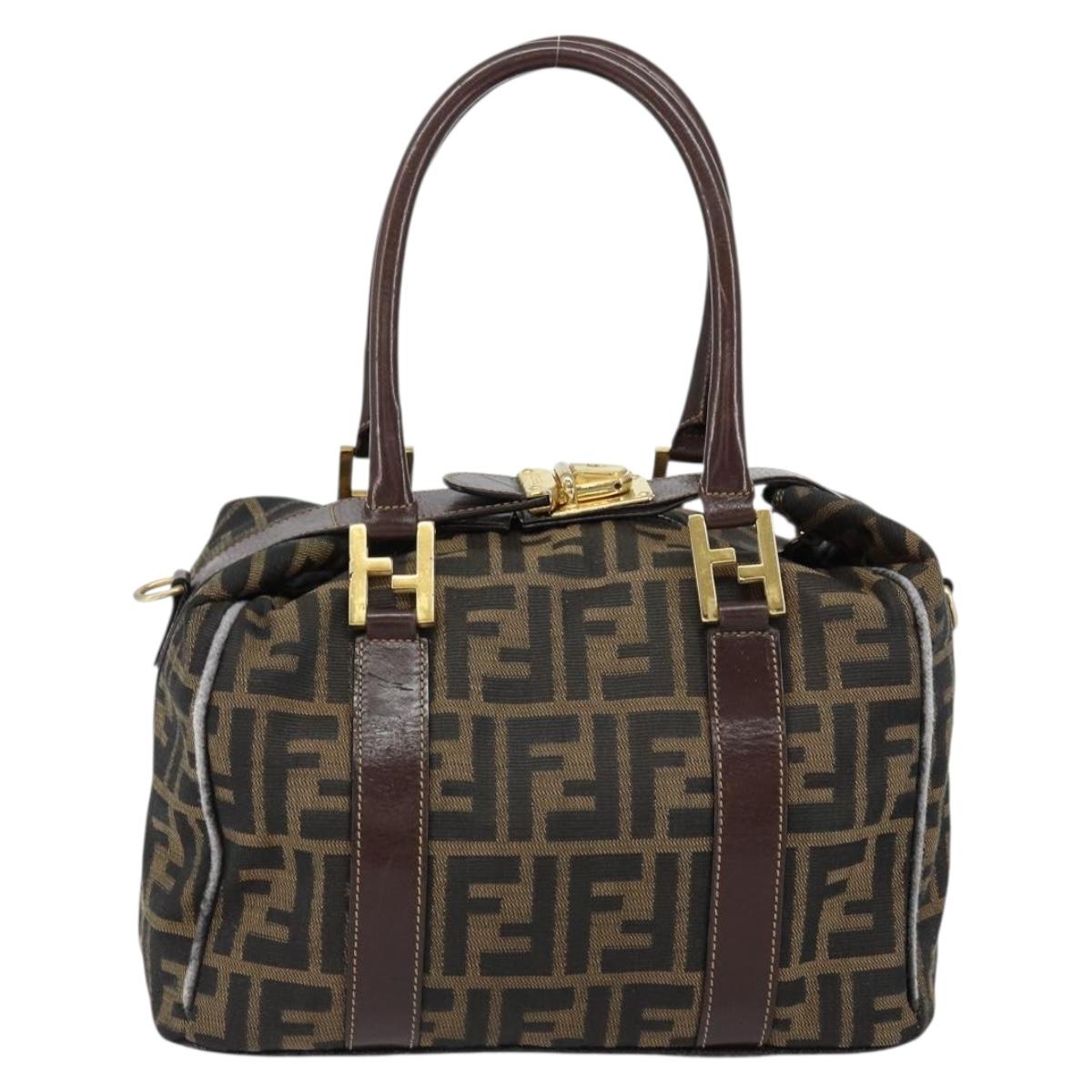 FENDI Zucca Canvas Tote Bag Black Brown Auth 147544