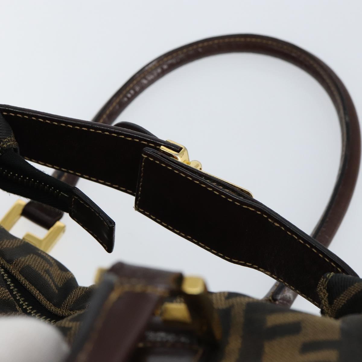 FENDI Zucca Canvas Tote Bag Black Brown Auth 147544