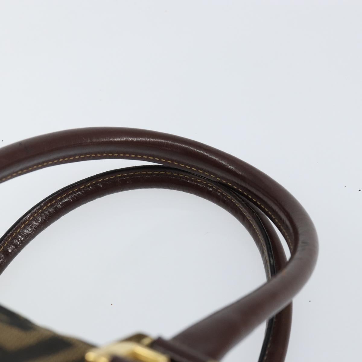 FENDI Zucca Canvas Tote Bag Black Brown Auth 147544