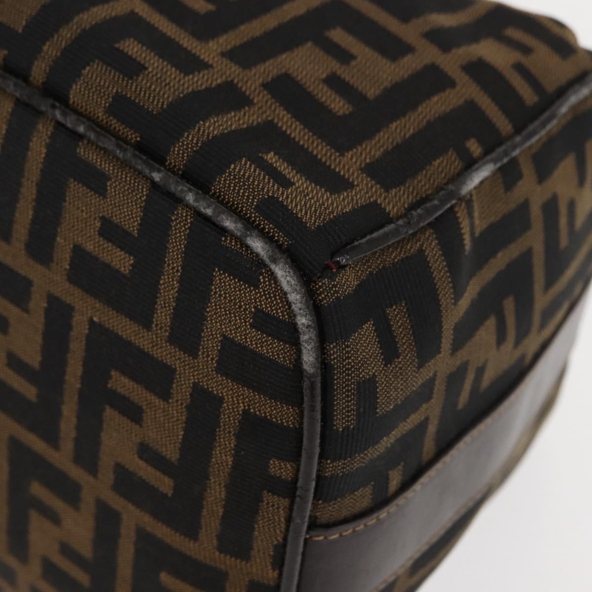 FENDI Zucca Canvas Vanity Bag Black Brown Auth 147545