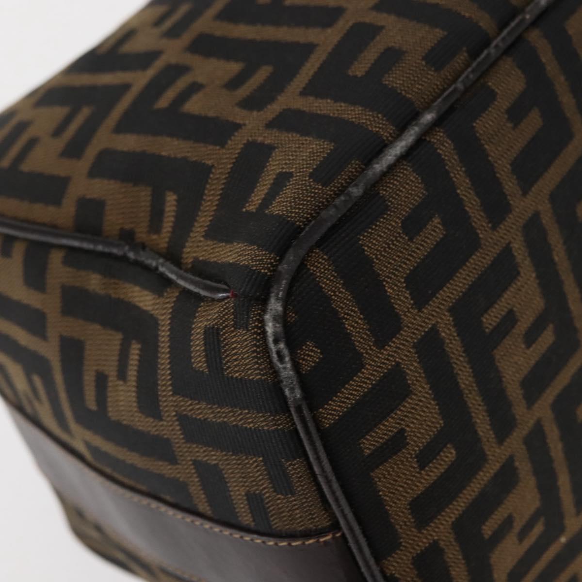 FENDI Zucca Canvas Vanity Bag Black Brown Auth 147545