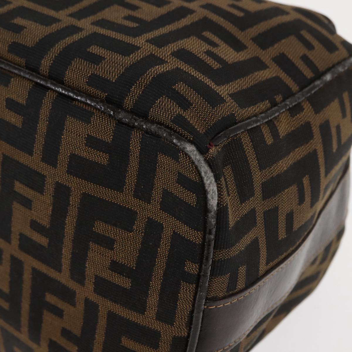 FENDI Zucca Canvas Vanity Bag Black Brown Auth 147545