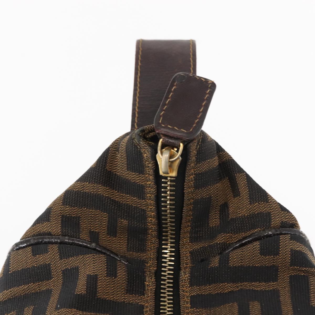 FENDI Zucca Canvas Vanity Bag Black Brown Auth 147545
