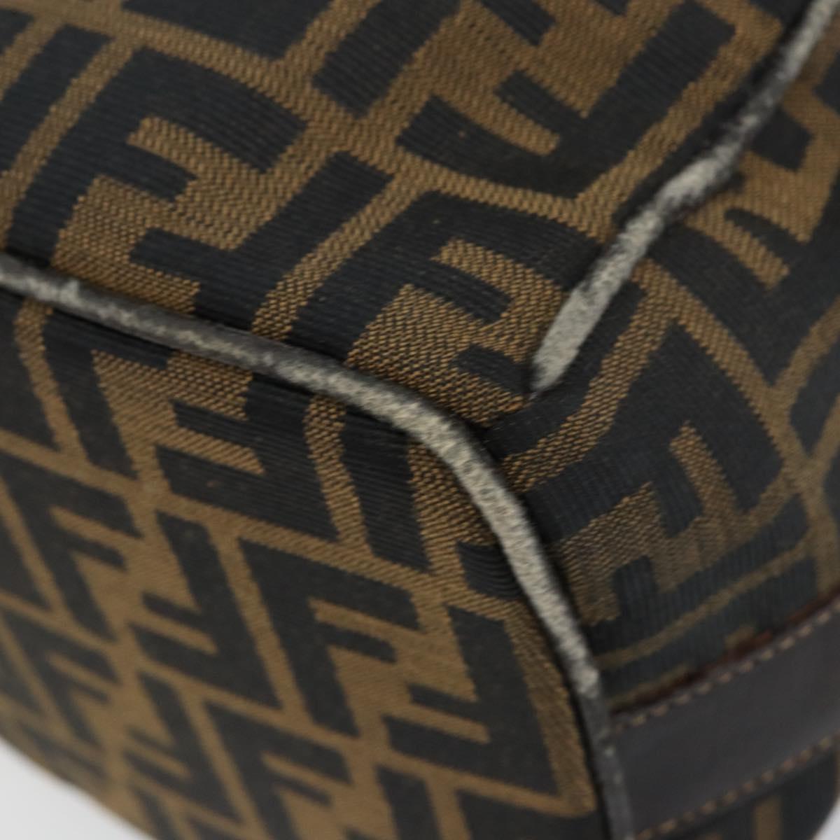 FENDI Zucca Canvas Vanity Bag Black Brown Auth 147546