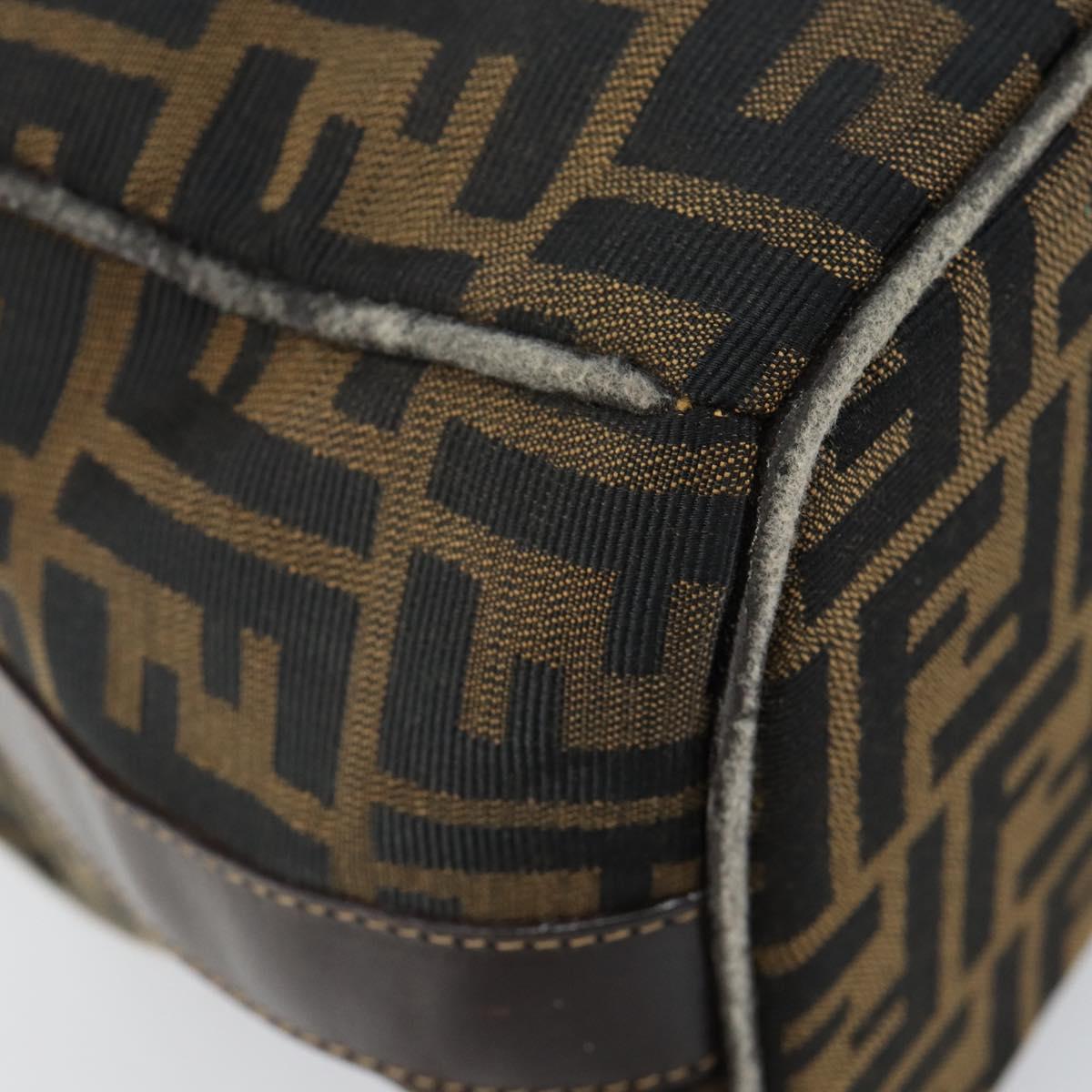 FENDI Zucca Canvas Vanity Bag Black Brown Auth 147546