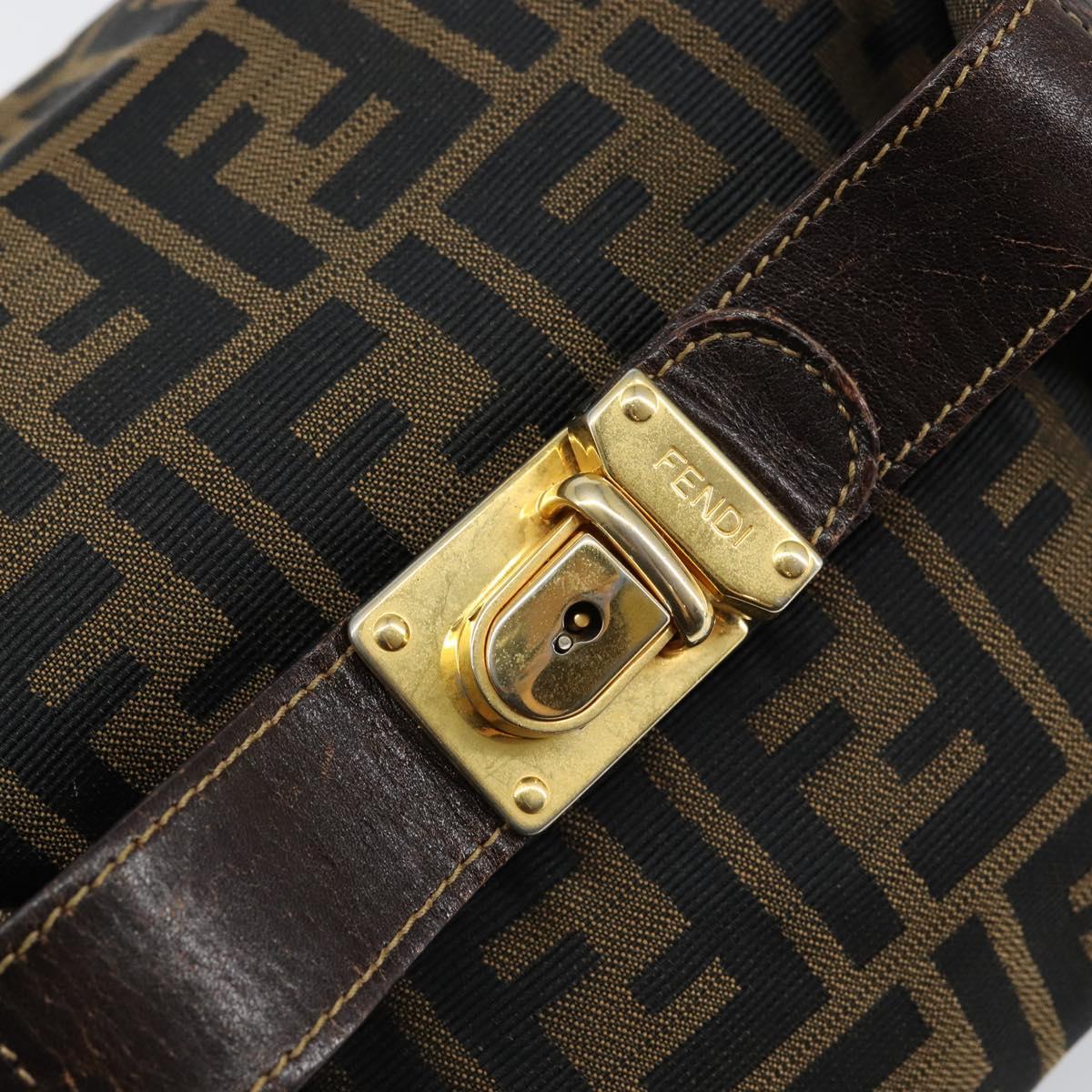 FENDI Zucca Canvas Vanity Bag Black Brown Auth 147546