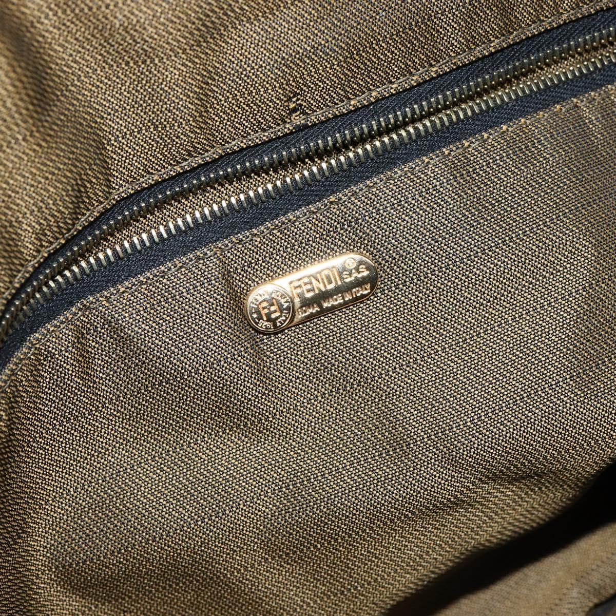 FENDI Zucca Canvas Vanity Bag Black Brown Auth 147546