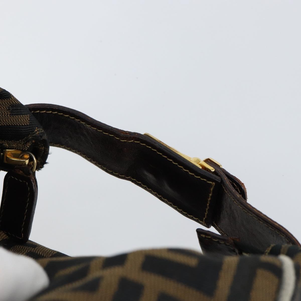 FENDI Zucca Canvas Vanity Bag Black Brown Auth 147546