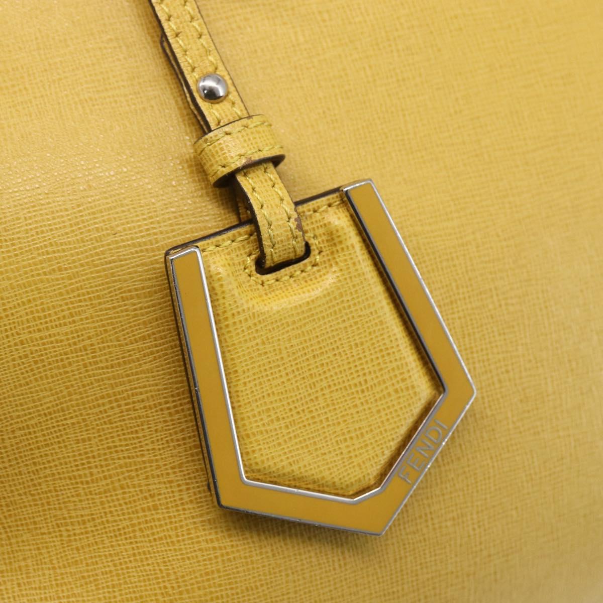 FENDI Petite 2JOURS Hand Bag Leather Yellow Silver Auth 147548