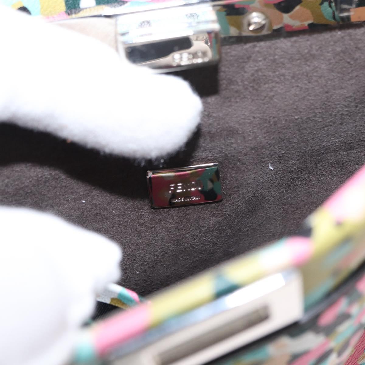 FENDI Micro Peek A Boo Hand Bag Leather Multicolor Auth 147549