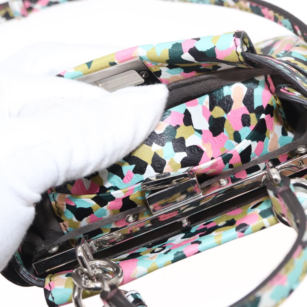 FENDI Micro Peek A Boo Hand Bag Leather Multicolor Auth 147549