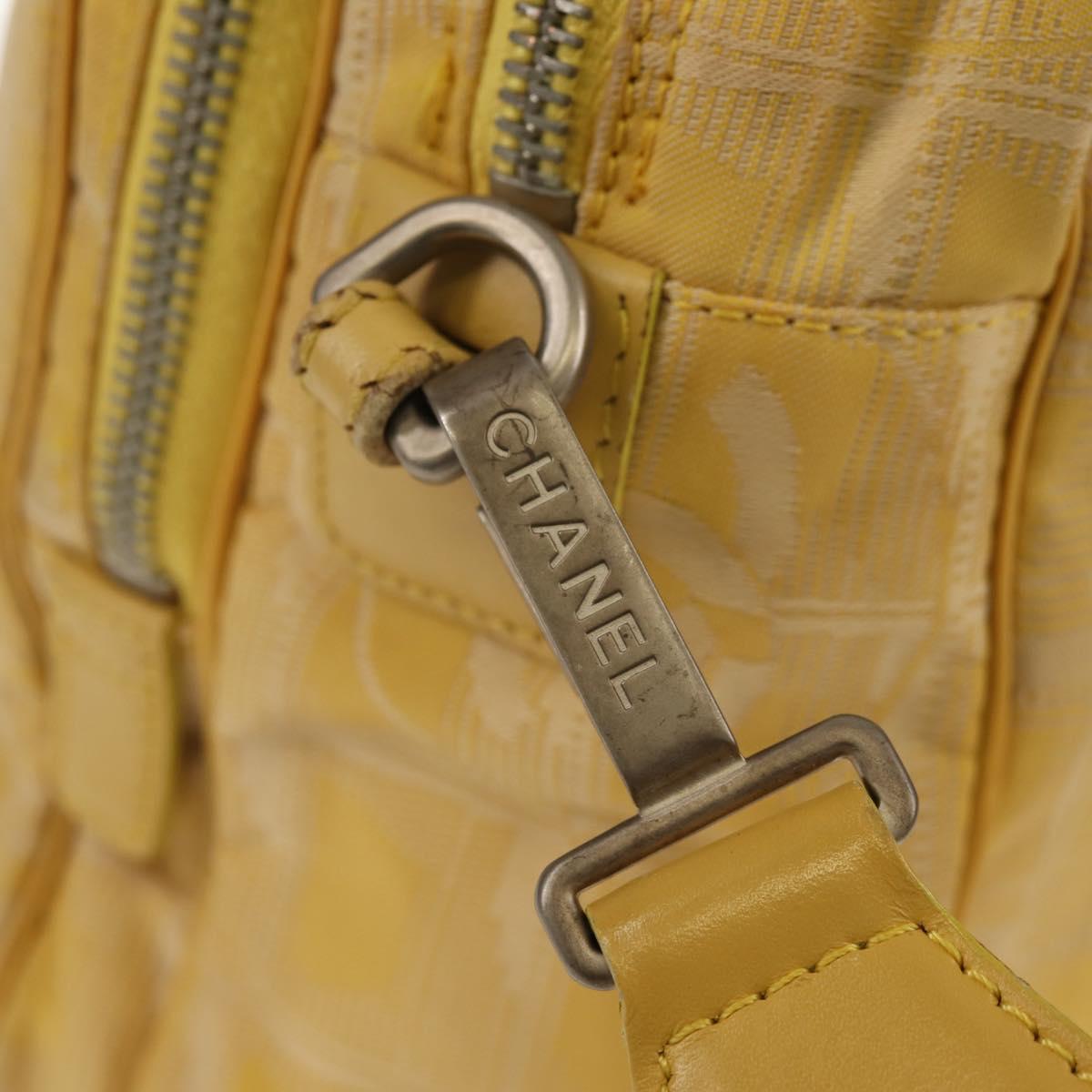 CHANEL New Travel Line Hand Bag Nylon 2way Yellow Silver CC Auth 147551