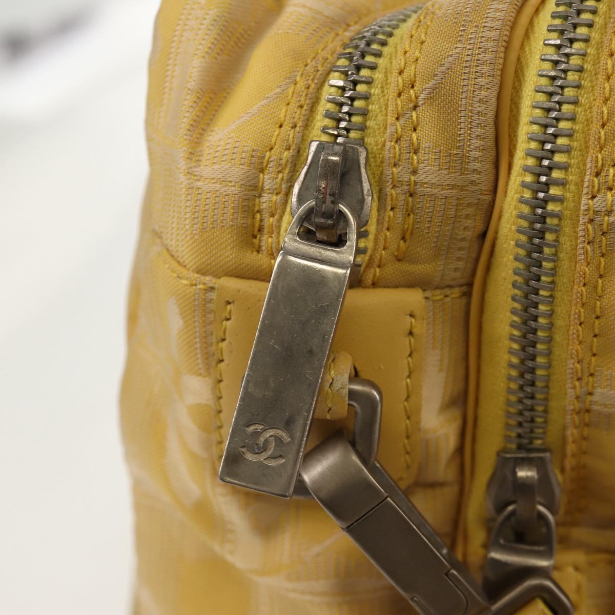 CHANEL New Travel Line Hand Bag Nylon 2way Yellow Silver CC Auth 147551