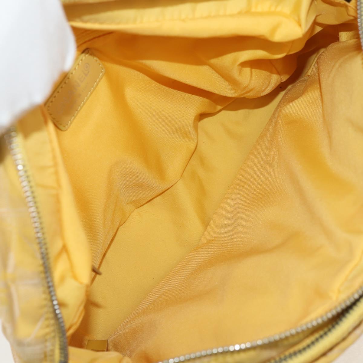 CHANEL New Travel Line Hand Bag Nylon 2way Yellow Silver CC Auth 147551