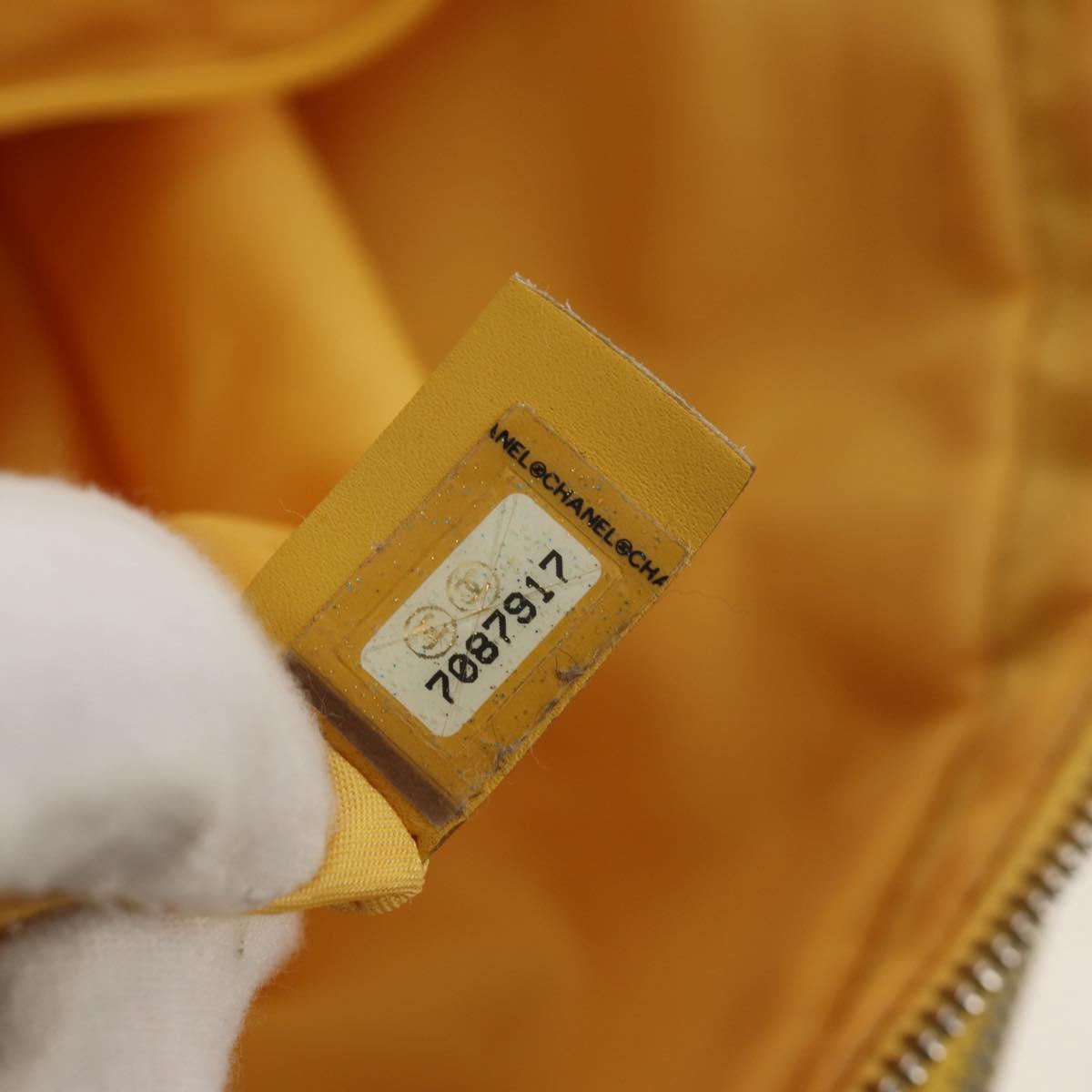 CHANEL New Travel Line Hand Bag Nylon 2way Yellow Silver CC Auth 147551