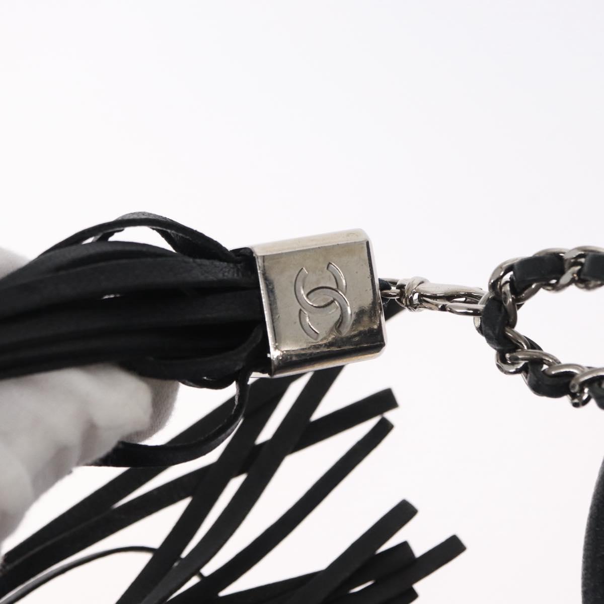 CHANEL Chain Shoulder Bag Leather Black Silver CC Auth 147553