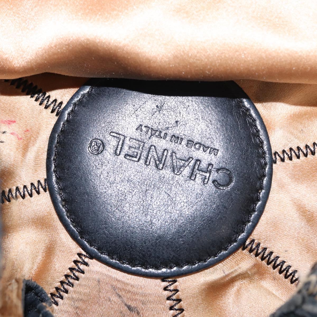 CHANEL Chain Shoulder Bag Leather Black Silver CC Auth 147553