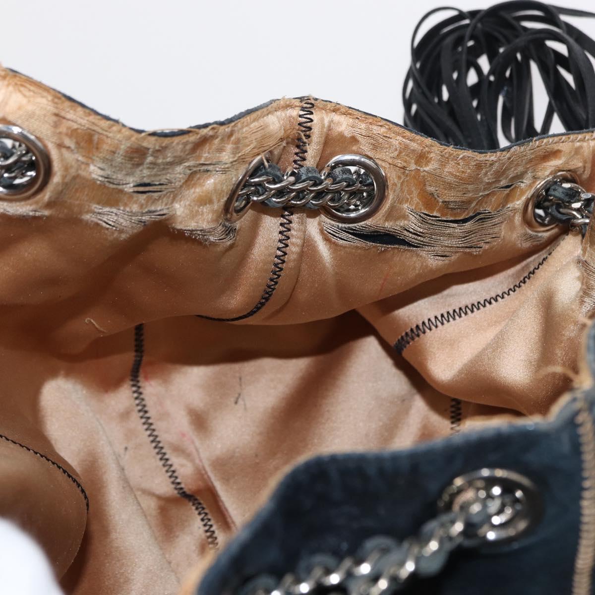 CHANEL Chain Shoulder Bag Leather Black Silver CC Auth 147553