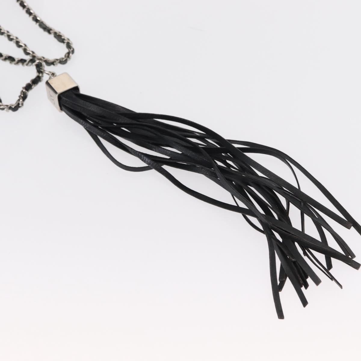 CHANEL Chain Shoulder Bag Leather Black Silver CC Auth 147553