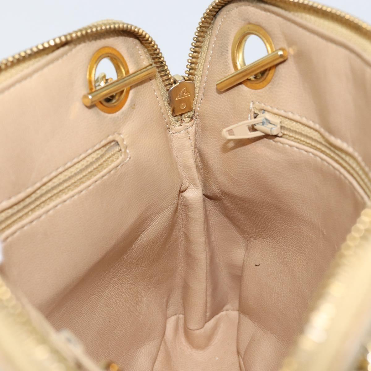 CHANEL Matelasse Chain Shoulder Bag Lamb Skin Beige Gold CC Auth 147554