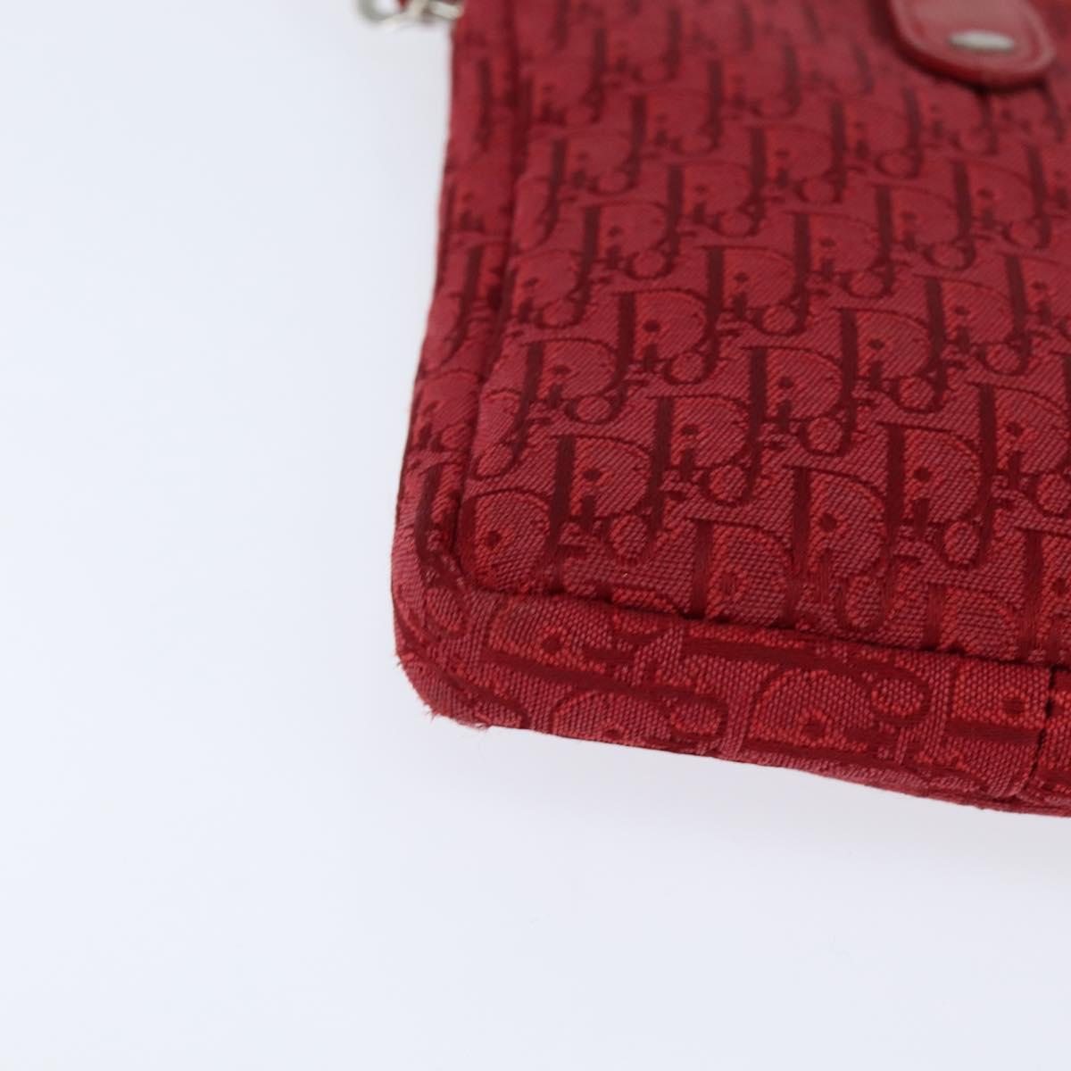 Christian Dior Trotter Canvas Shoulder Bag Red Silver Auth 147558