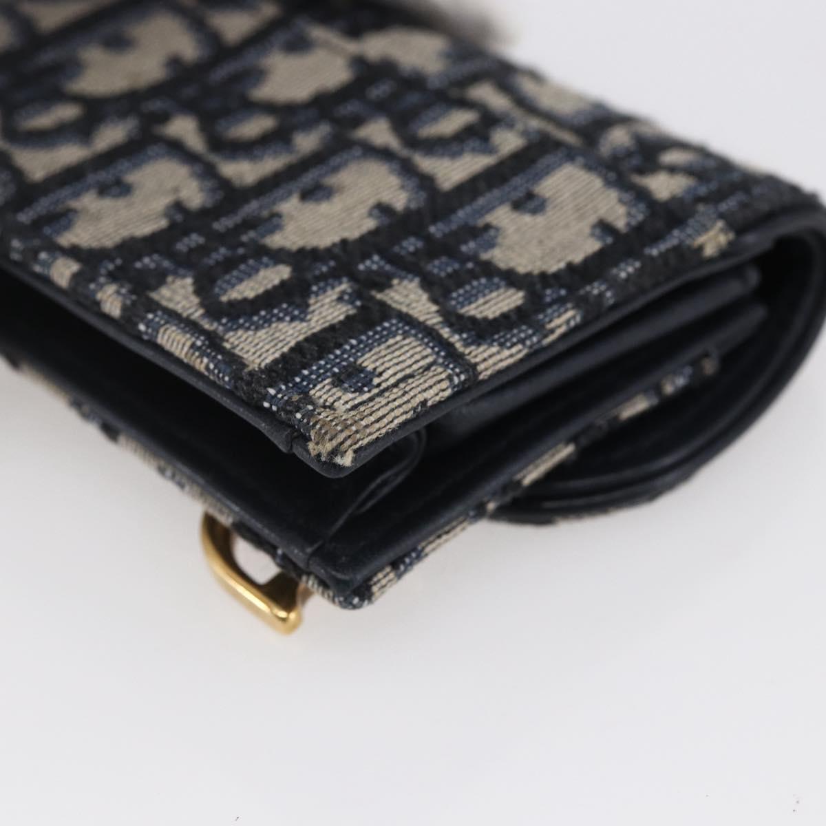 Christian Dior Trotter Canvas Saddle Coin Card Case Navy Auth 147559