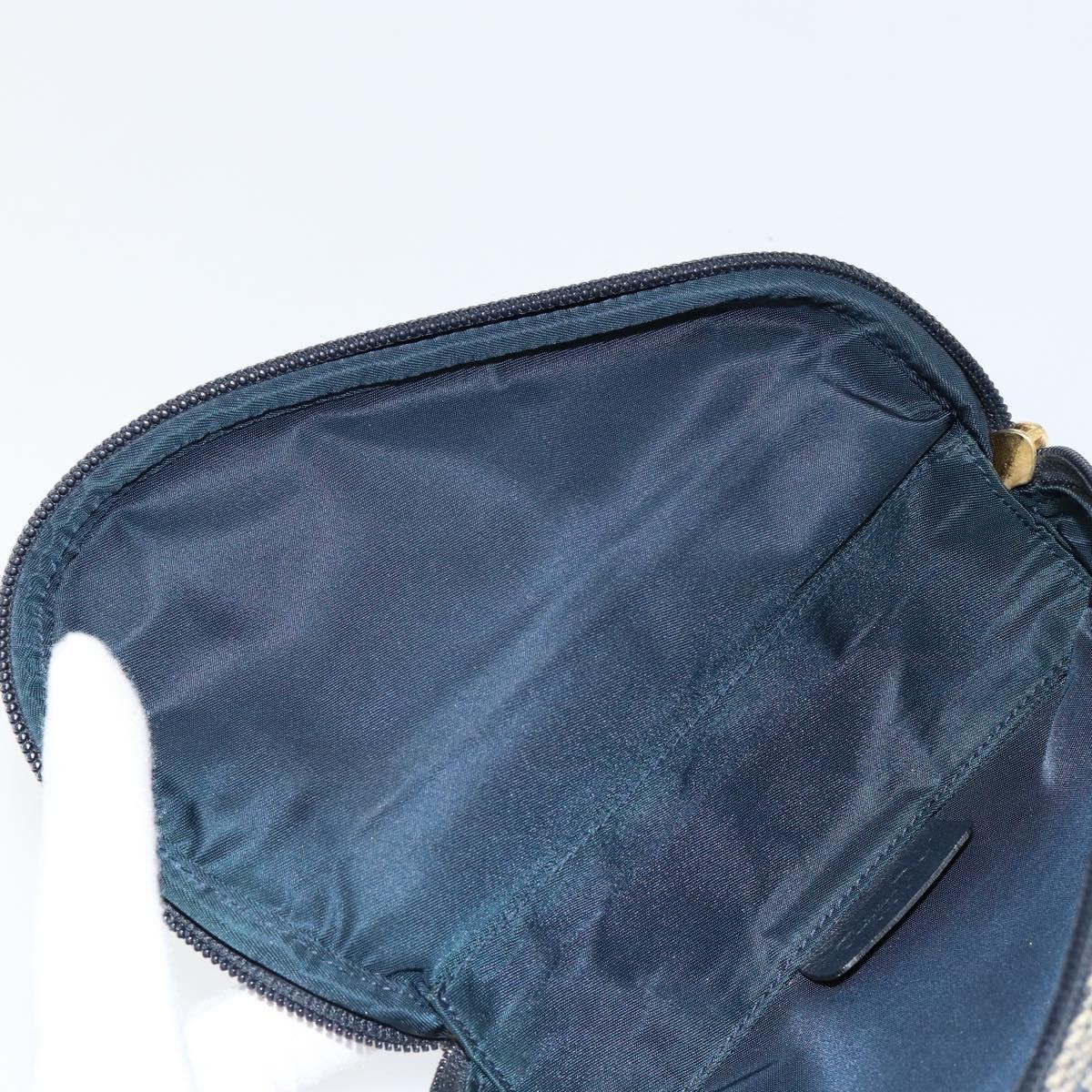 Christian Dior Trotter Canvas Saddle Pouch Blue Gold Auth 147560
