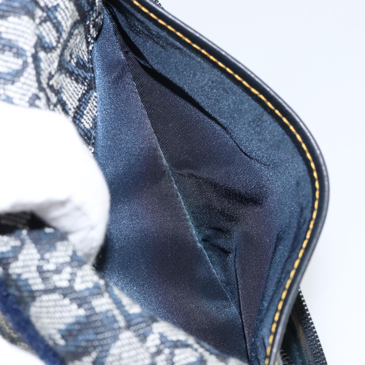 Christian Dior Trotter Canvas Saddle Pouch Blue Gold Auth 147560