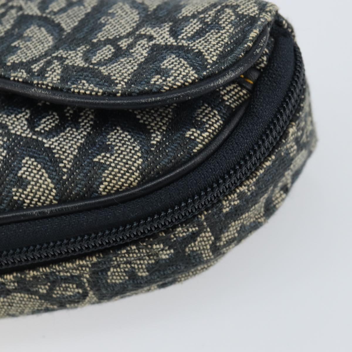 Christian Dior Trotter Canvas Saddle Pouch Blue Gold Auth 147560
