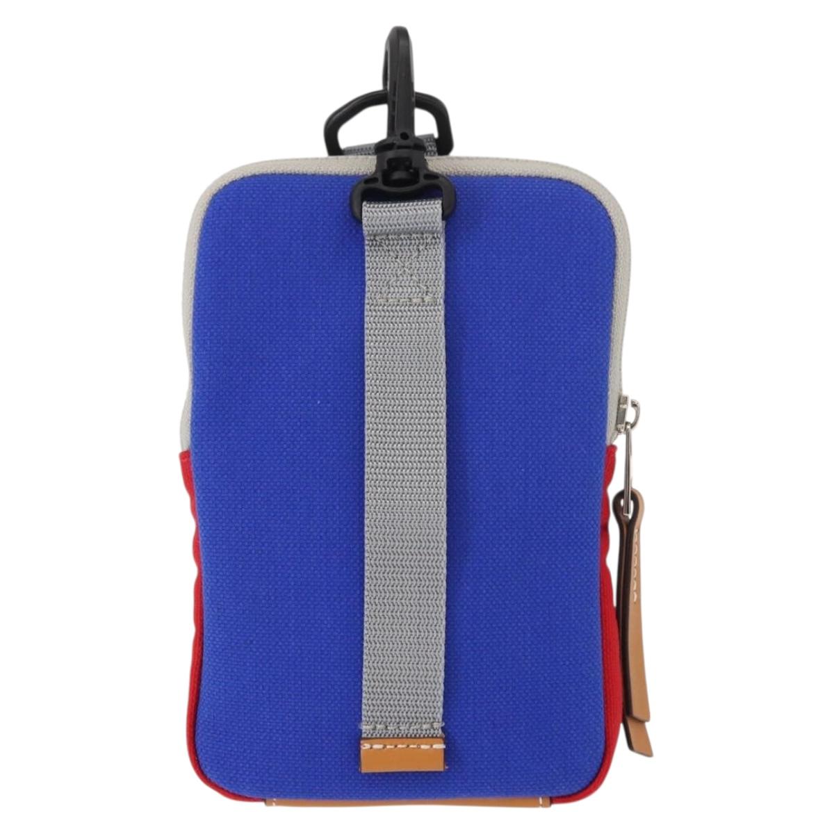LOEWE Eye Loewe Neck Pouch Canvas Blue Auth 147565