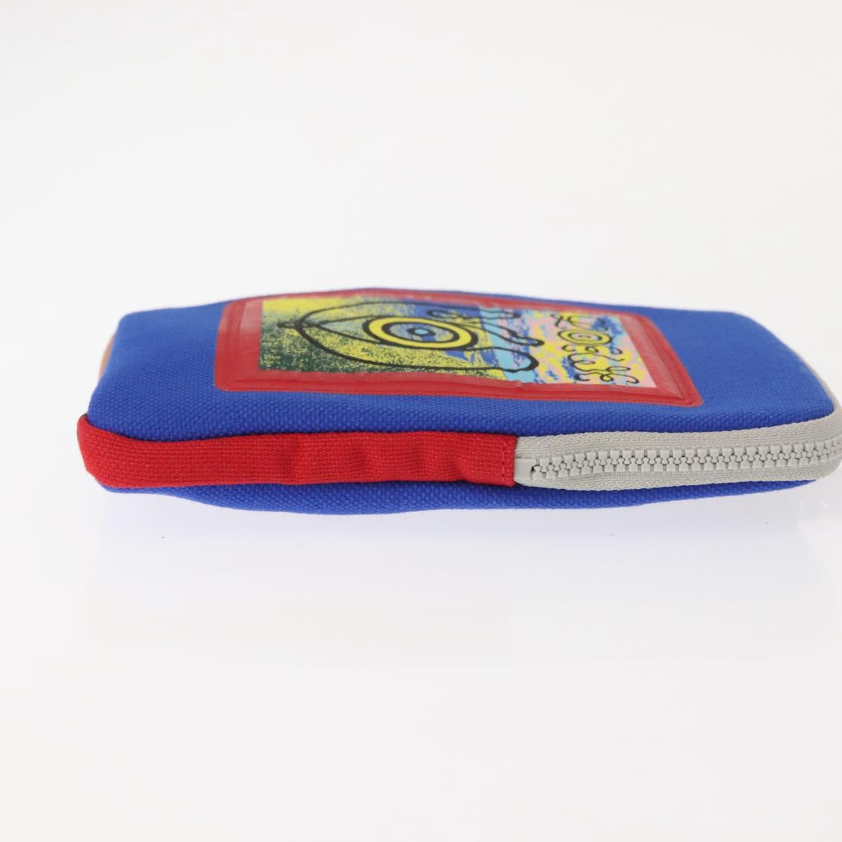 LOEWE Eye Loewe Neck Pouch Canvas Blue Auth 147565