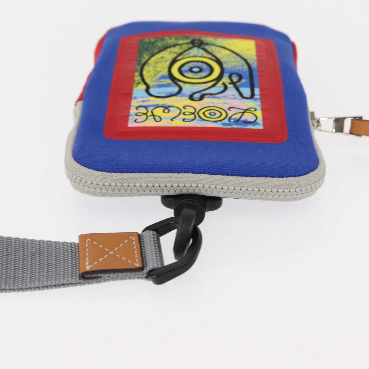 LOEWE Eye Loewe Neck Pouch Canvas Blue Auth 147565