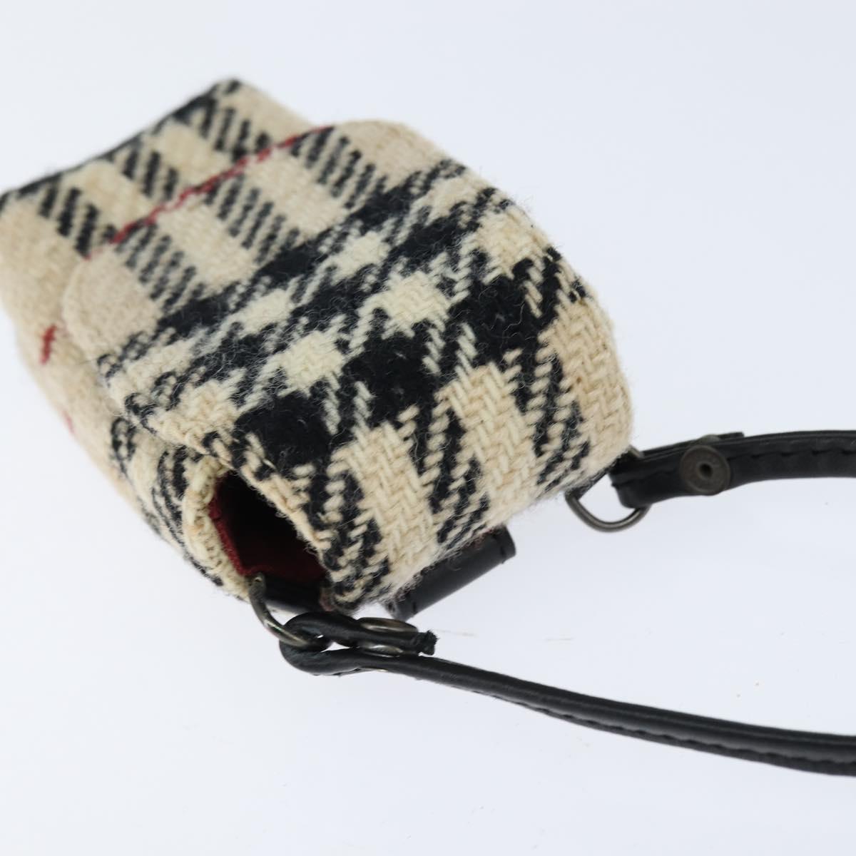 BURBERRY Nova Check Shoulder Pouch Canvas Beige Auth 147566