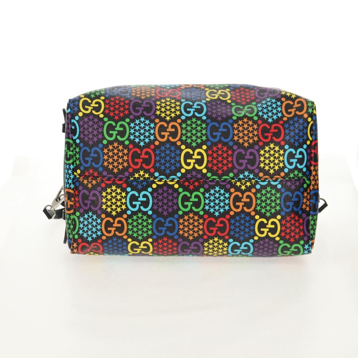 GUCCI GG Psychedelic Boston Bag PVC 2way Multicolor Silver 587866 Auth 147573M