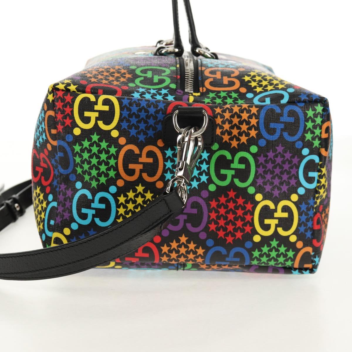 GUCCI GG Psychedelic Boston Bag PVC 2way Multicolor Silver 587866 Auth 147573SAM