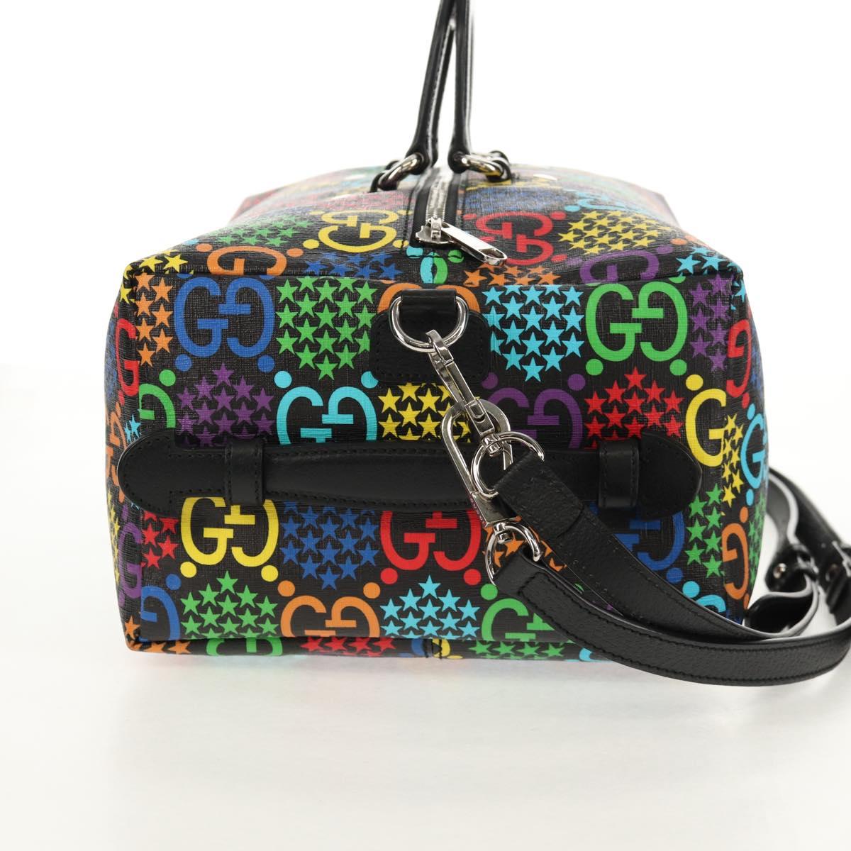 GUCCI GG Psychedelic Boston Bag PVC 2way Multicolor Silver 587866 Auth 147573M
