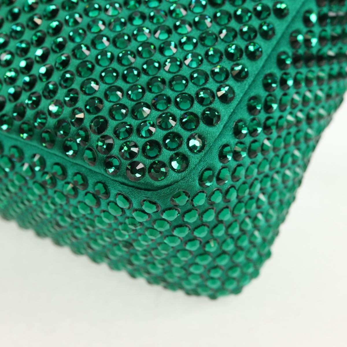 PRADA Shoulder Bag Sequin Green Silver Auth 147577SM