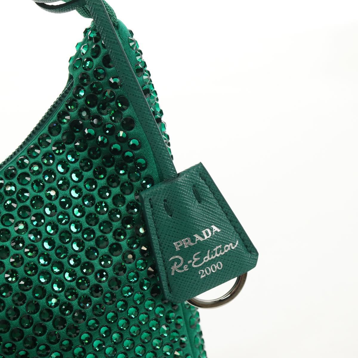 PRADA Shoulder Bag Sequin Green Silver Auth 147577SM
