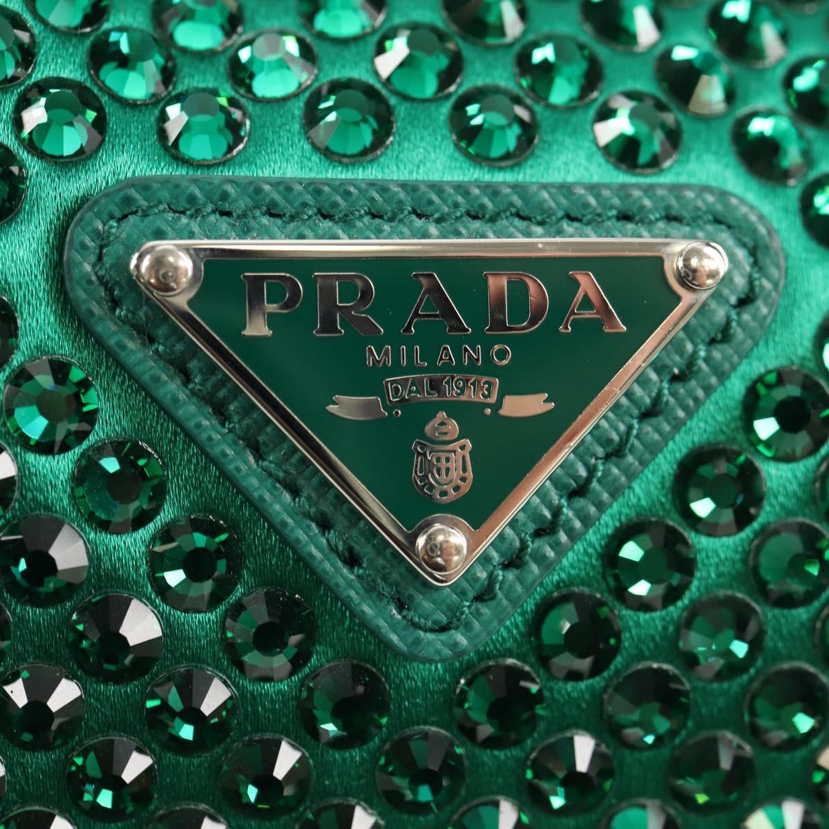 PRADA Shoulder Bag Sequin Green Silver Auth 147577SM