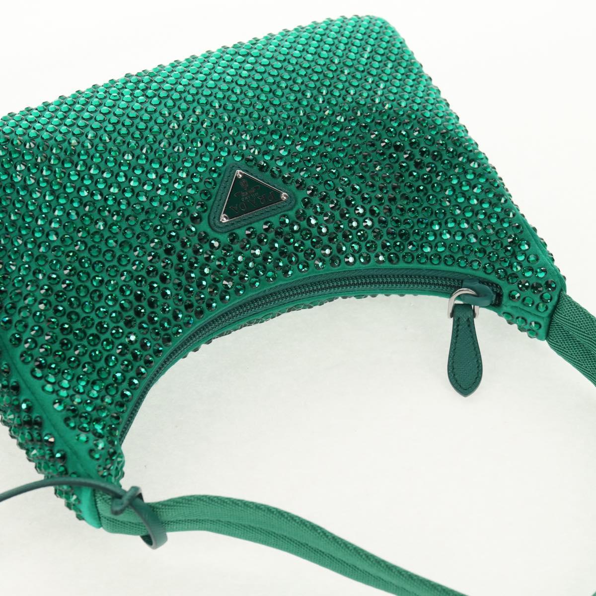 PRADA Shoulder Bag Sequin Green Silver Auth 147577SM