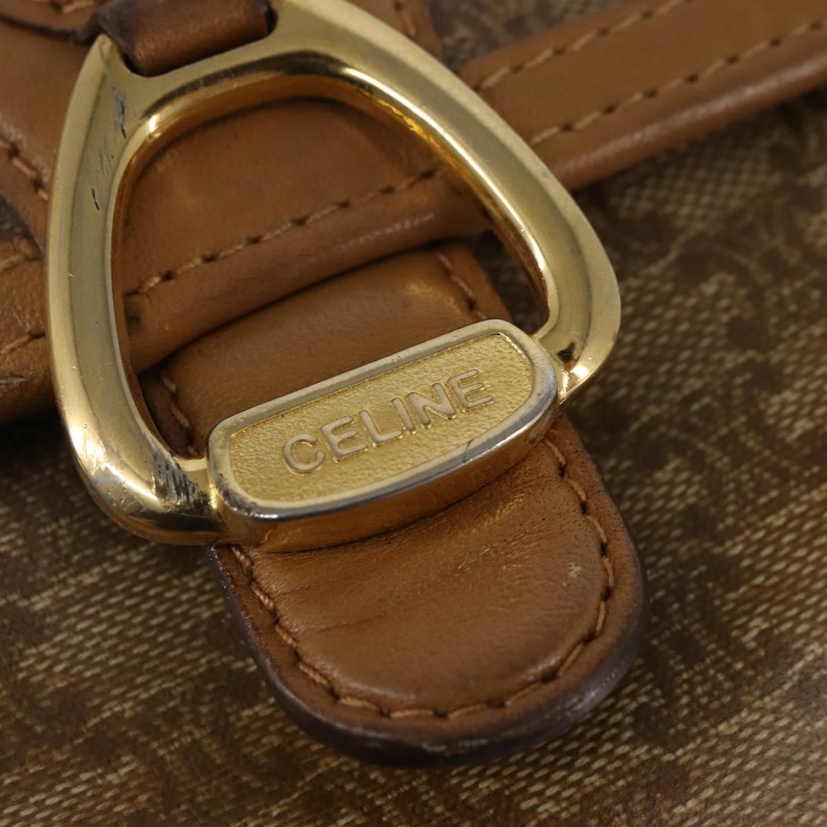 CELINE Macadam Canvas Shoulder Bag PVC Beige Gold Auth 147612