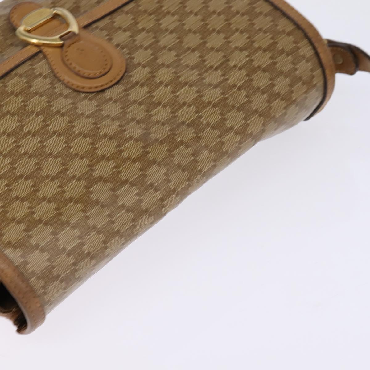 CELINE Macadam Canvas Shoulder Bag PVC Beige Gold Auth 147612